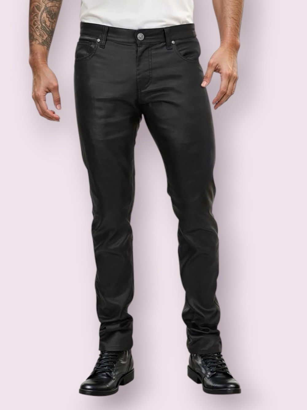 Ethanol Men’s Faux Leather Black Jeans Size 30